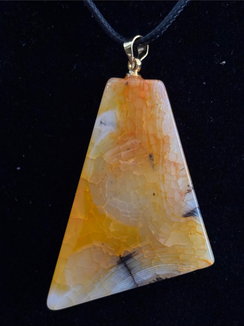 Yellow Agate Trapezoid Pendant Necklace